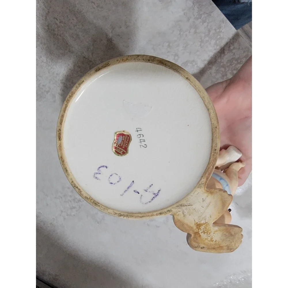 Vintage Lefton Baby Planter Wearing Diaper Kitschy Milk Pail
